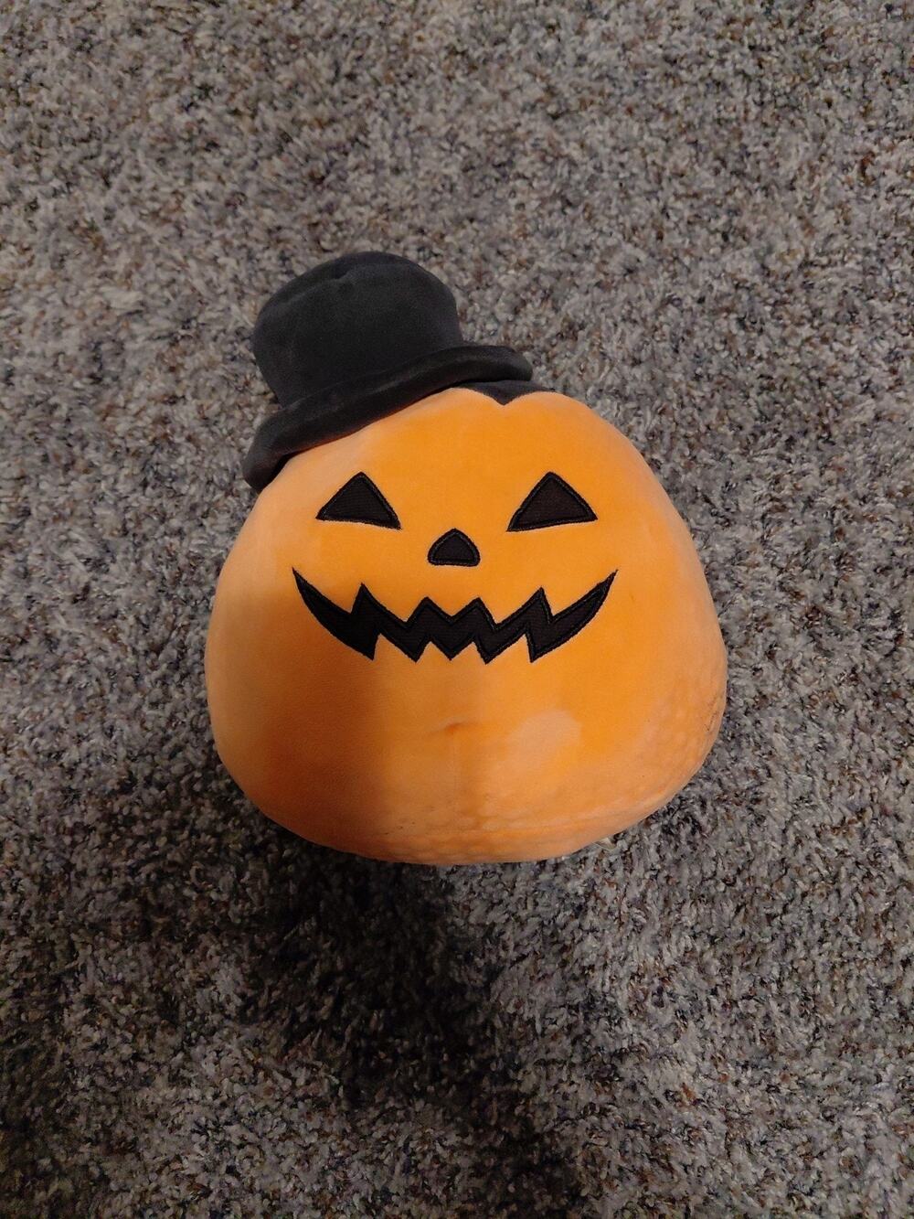 Halloween Squishmallow Jack-O-Lantern With Top Hat